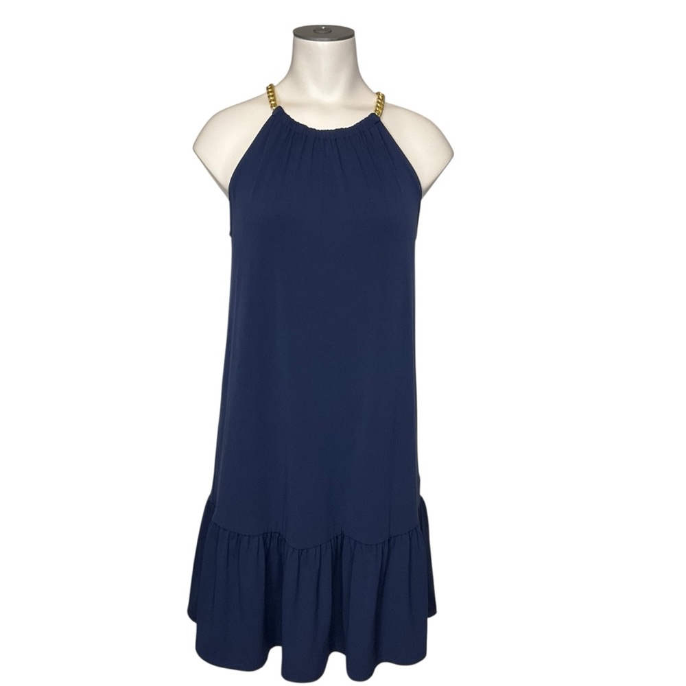 MICHAEL Michael Kors sz Small Sleeveless Dress Chain Halter Neckline Back Zip